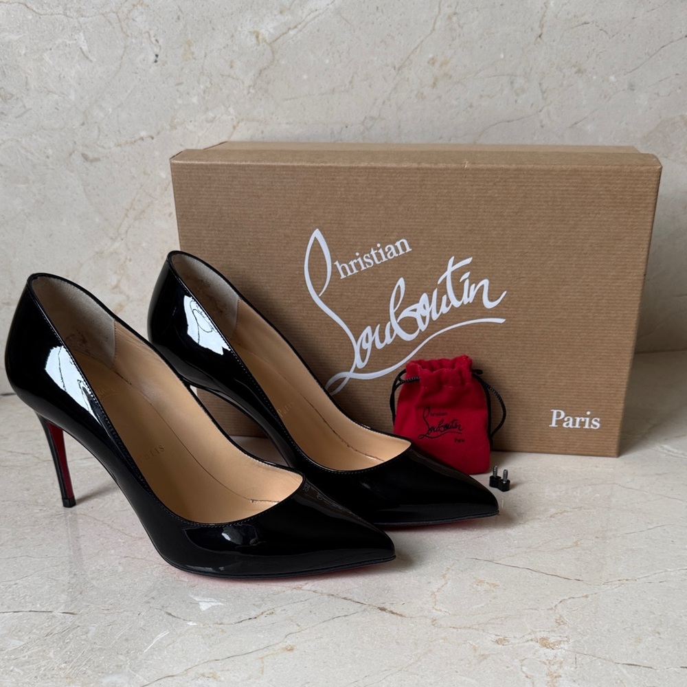 Christian Louboutin Black Patent Leather Pigalle 85 Heels size 6.5